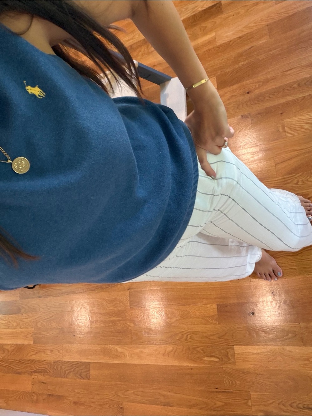 Ralph Lauren Dark Blue V-Neck Cotton Sweater Vest with Yellow Pony Logo